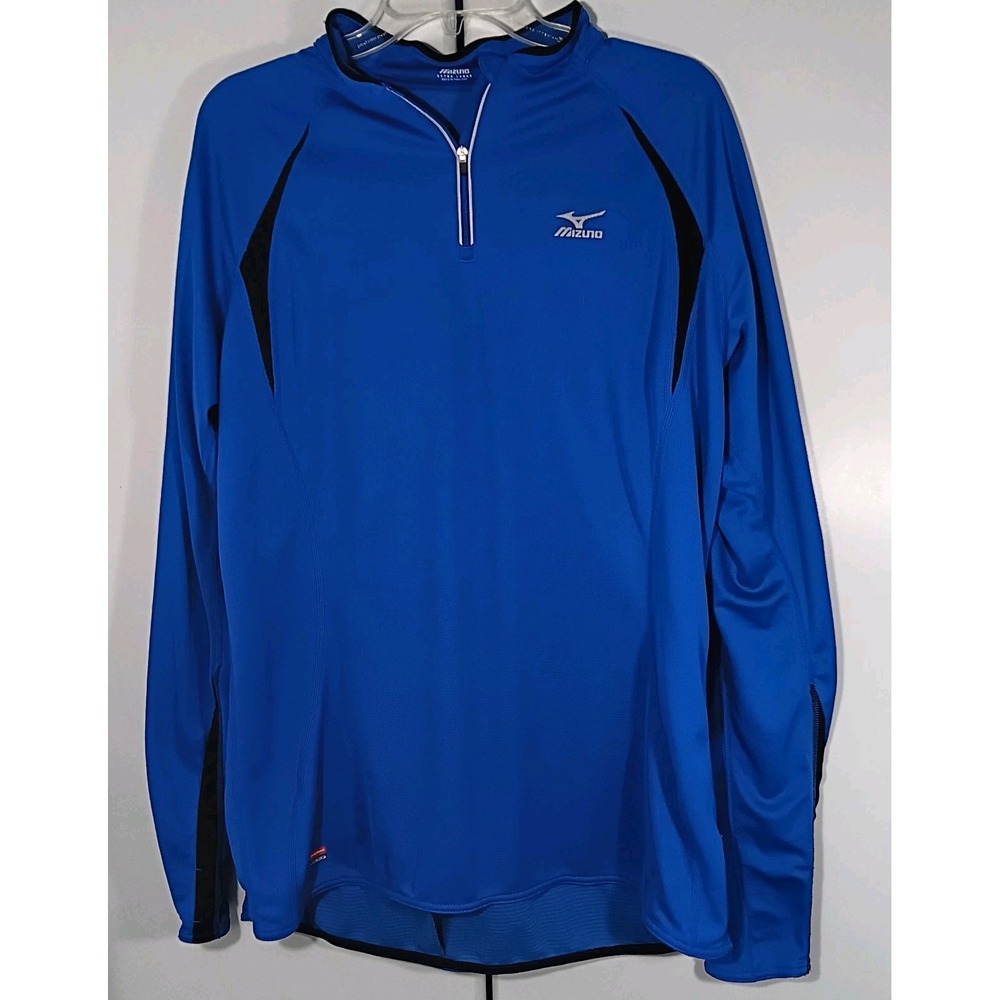 Mizuno 1/4 Zip Running Pullover Women's XL Blue/Black Reflective Activewear